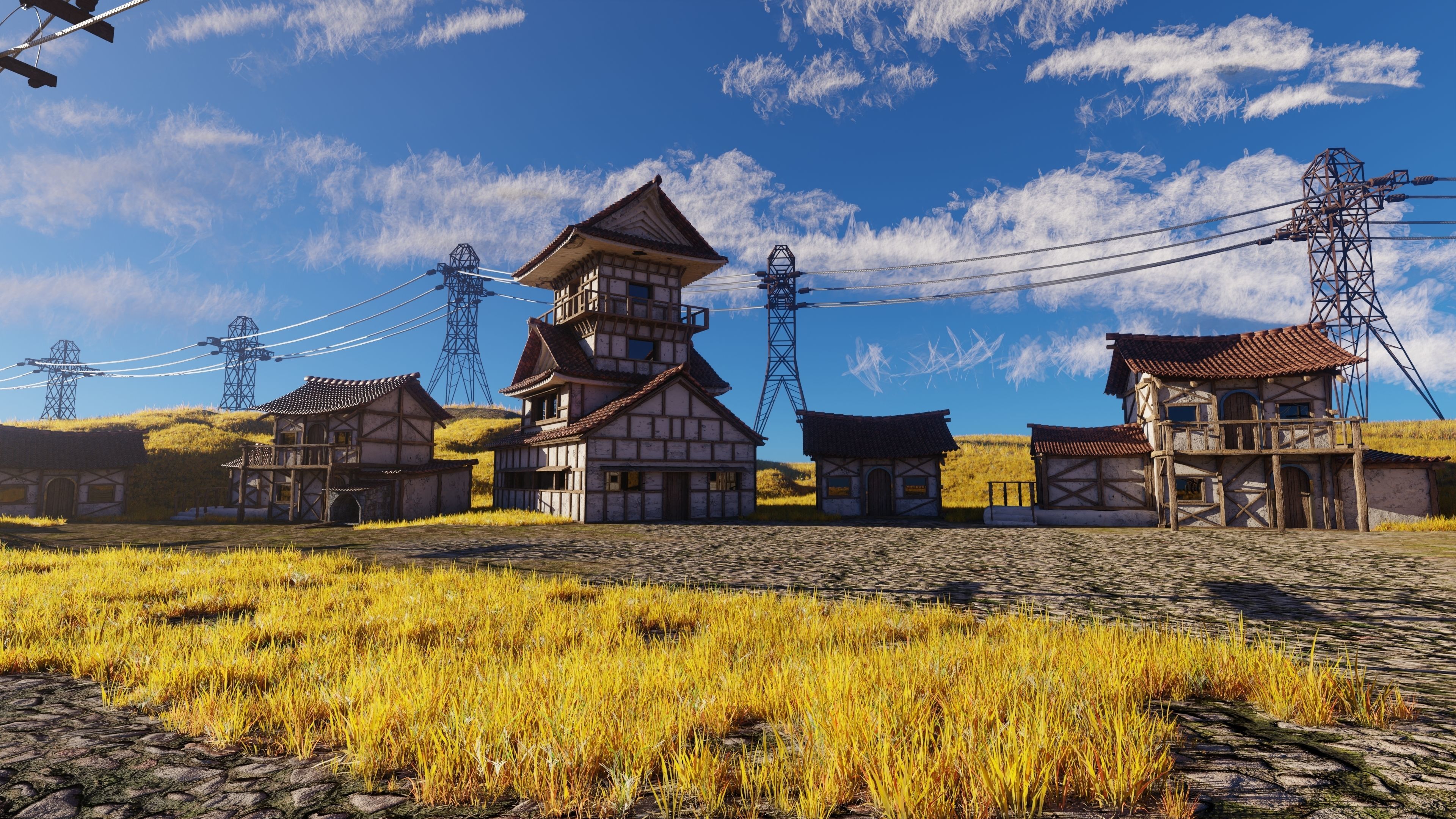 Farm Flower Field Scene 3D model_6