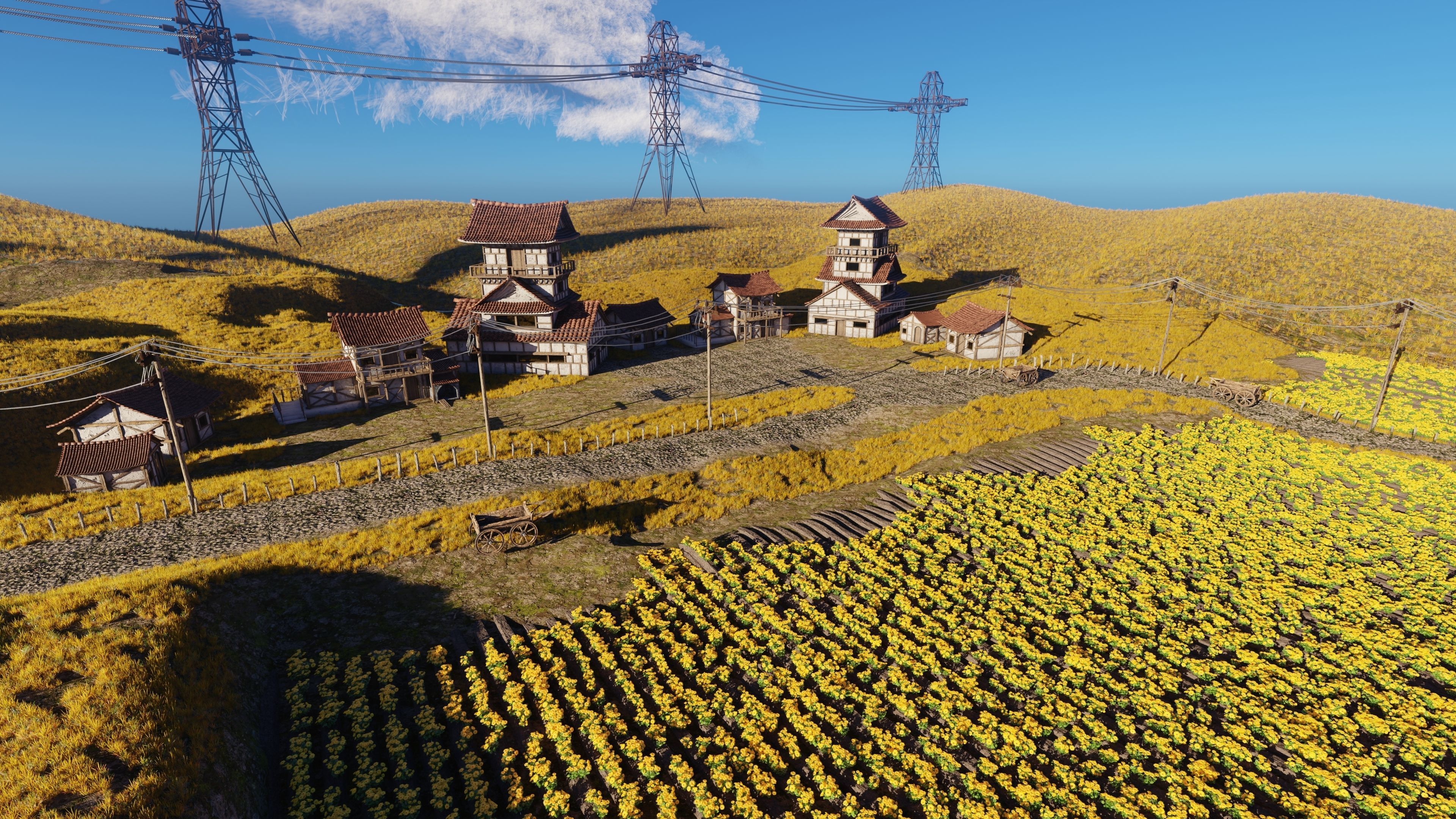 Farm Flower Field Scene 3D model_14