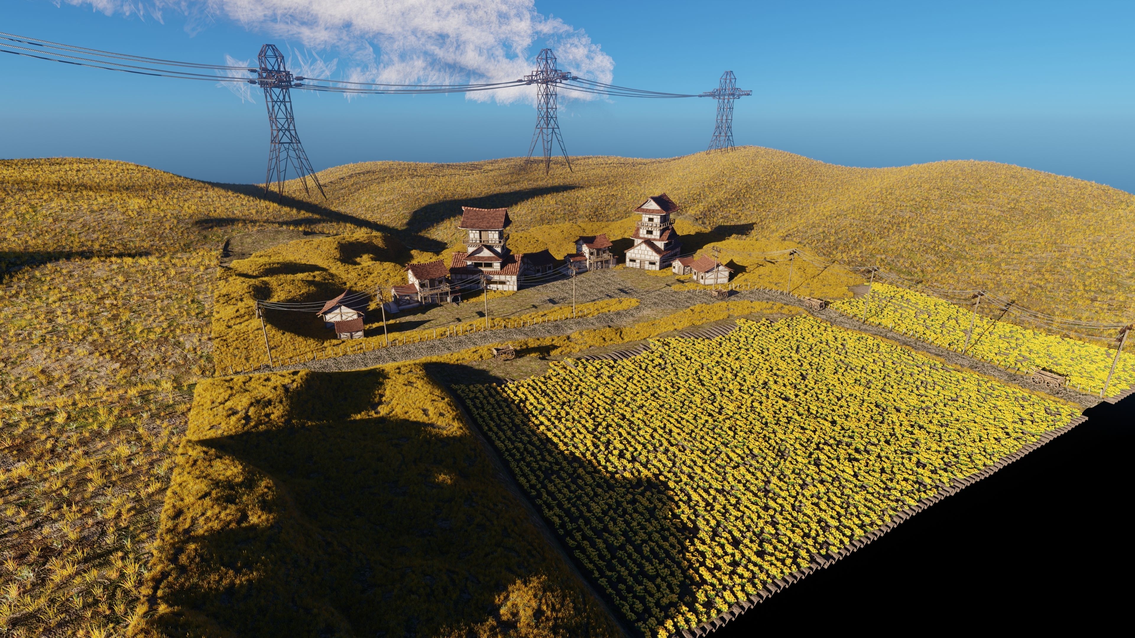 Farm Flower Field Scene 3D model_15