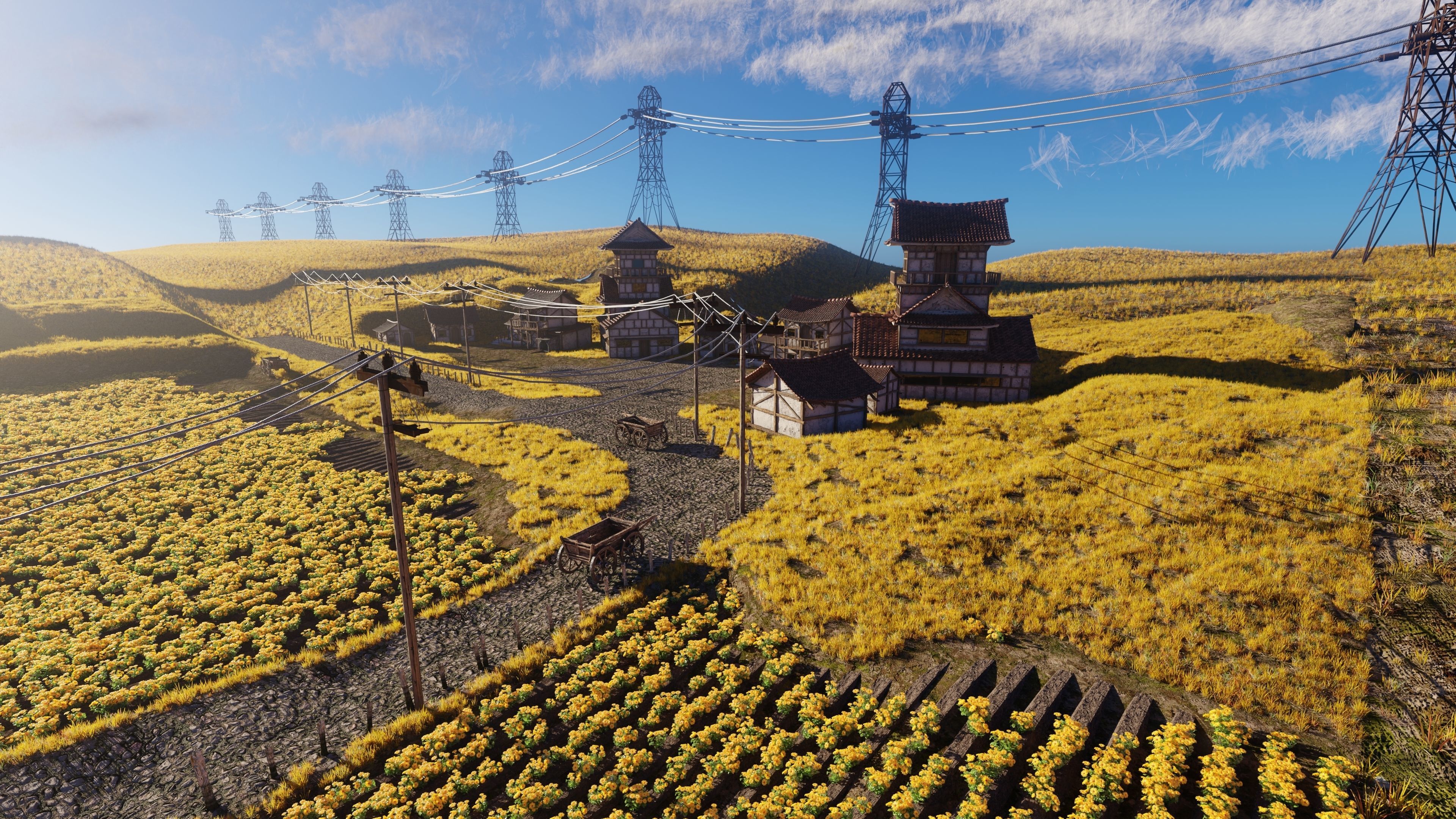 Farm Flower Field Scene 3D model_12