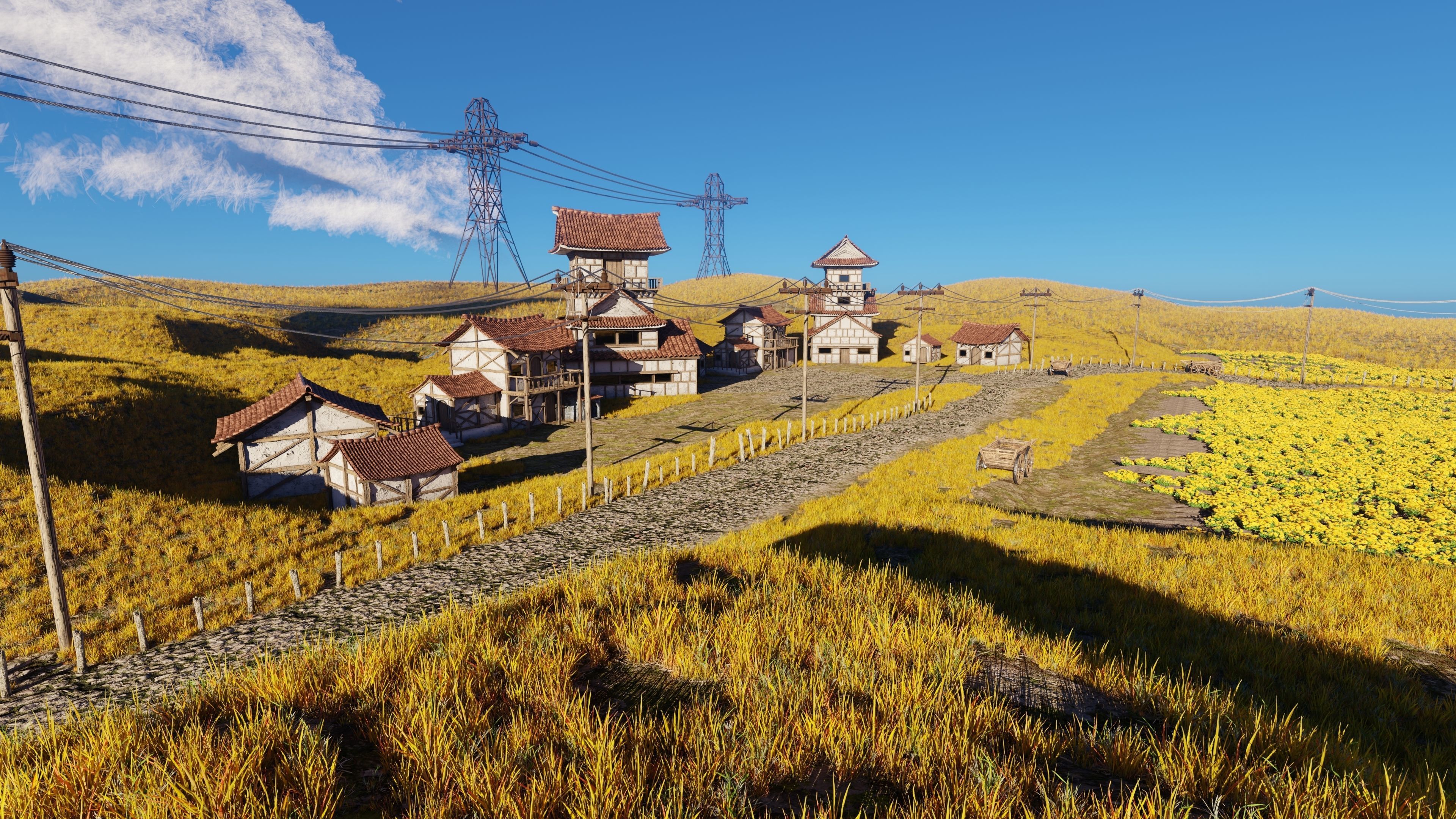 Farm Flower Field Scene 3D model_4
