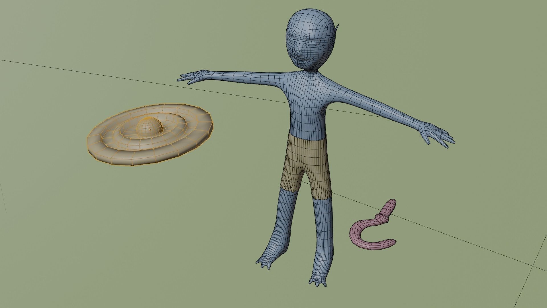 Humanoid Green Goblin with weapon and shield Low-poly 3D model_2