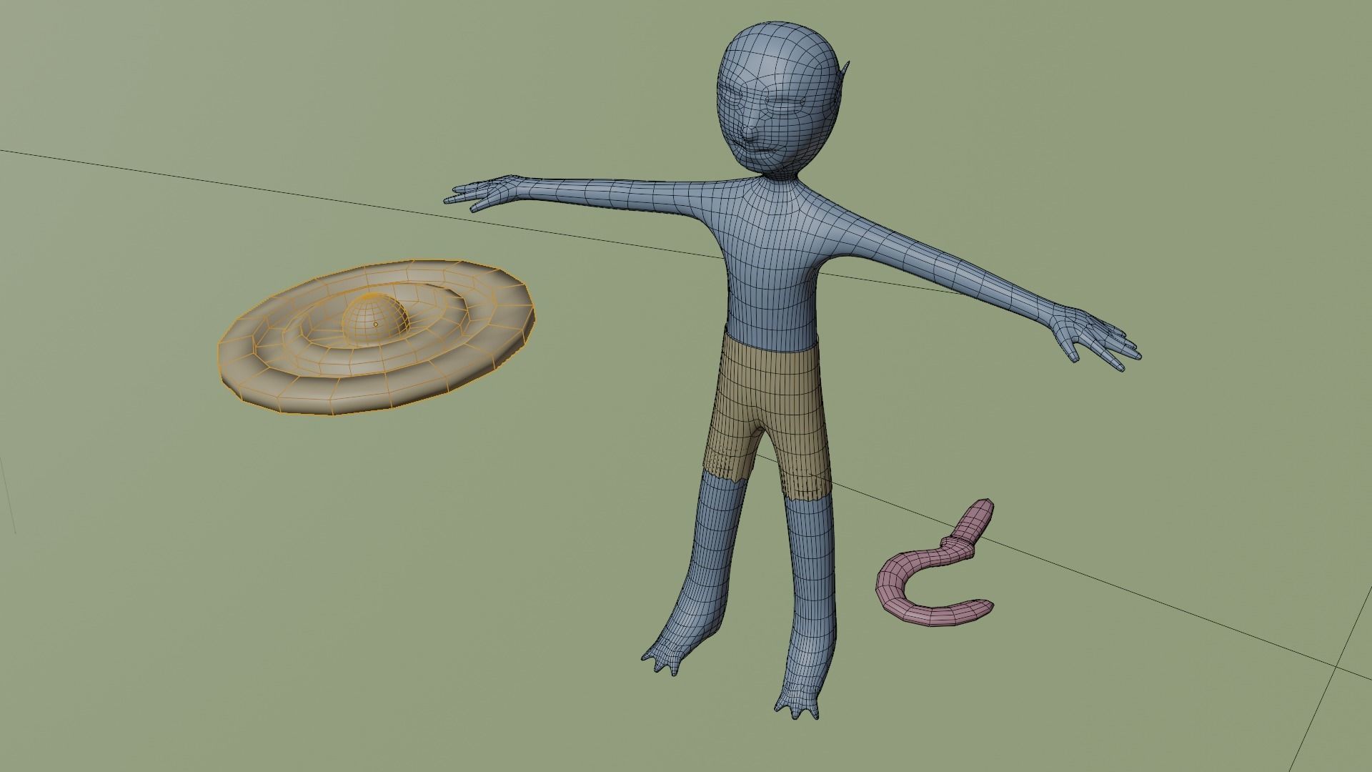 Humanoid Green Goblin with weapon and shield Low-poly 3D model_3