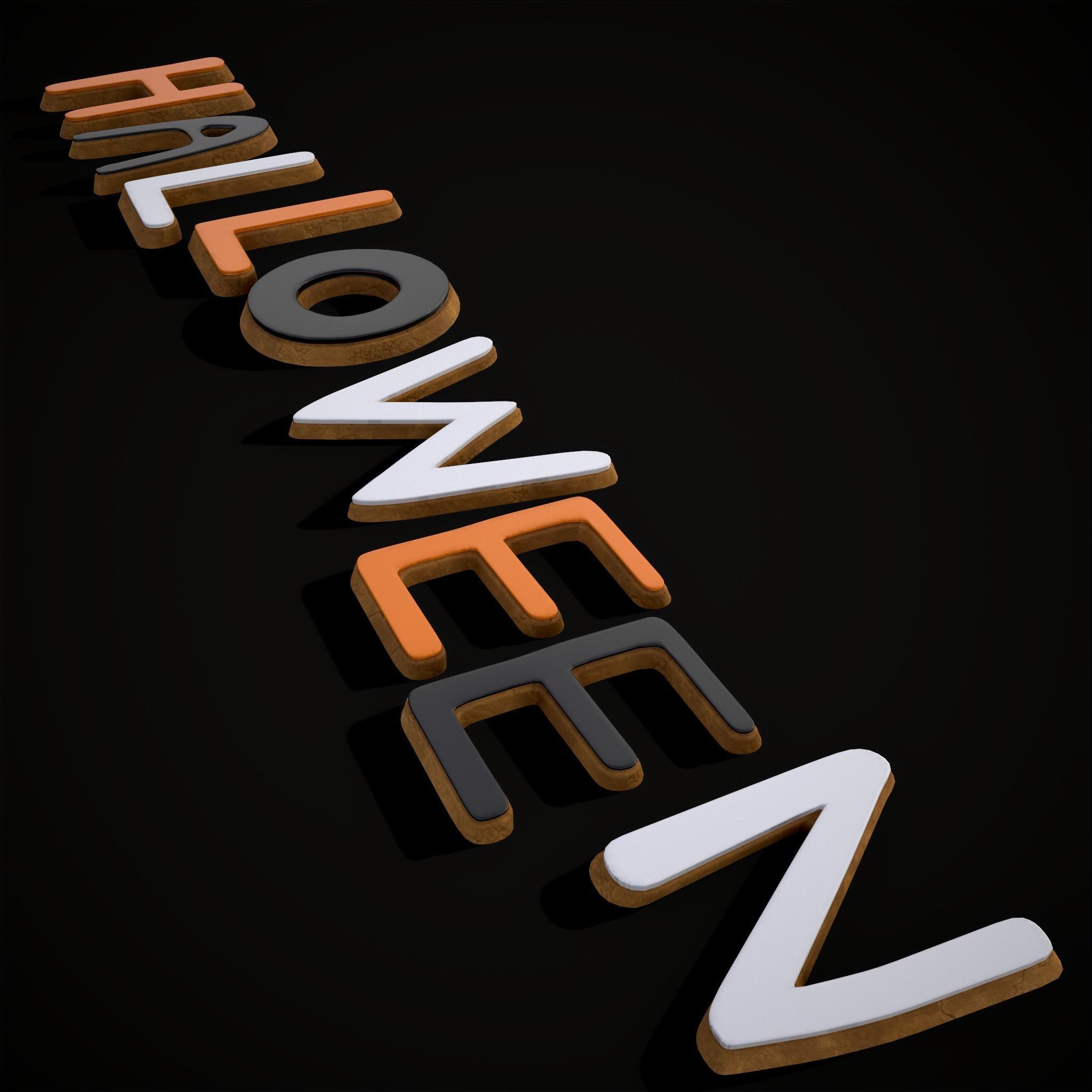 Halloween Letters Cookies  Low-poly 3D model_7