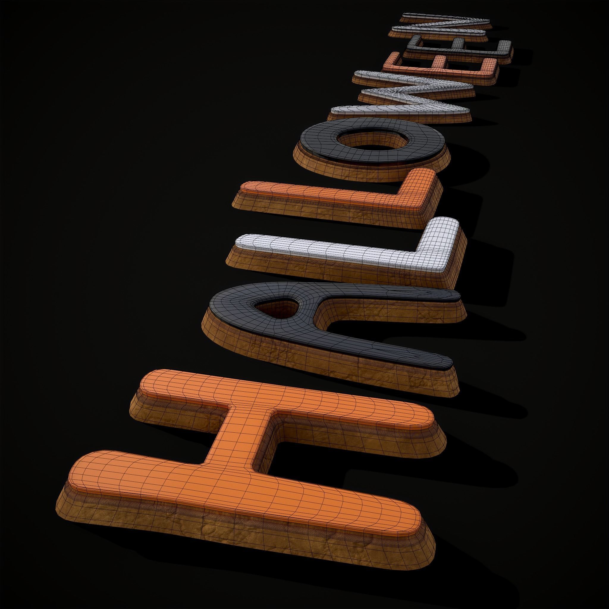 Halloween Letters Cookies  Low-poly 3D model_4