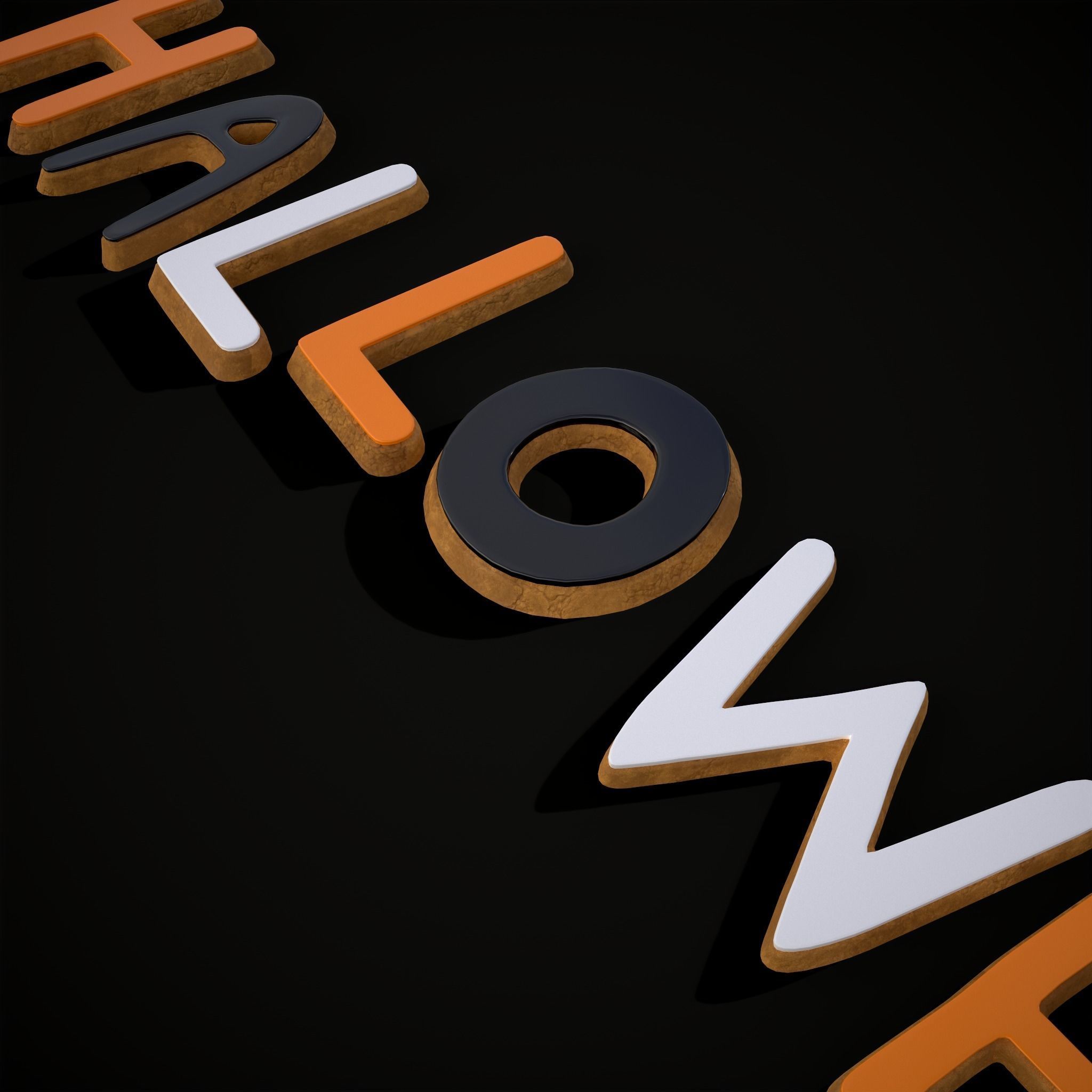 Halloween Letters Cookies  Low-poly 3D model_15