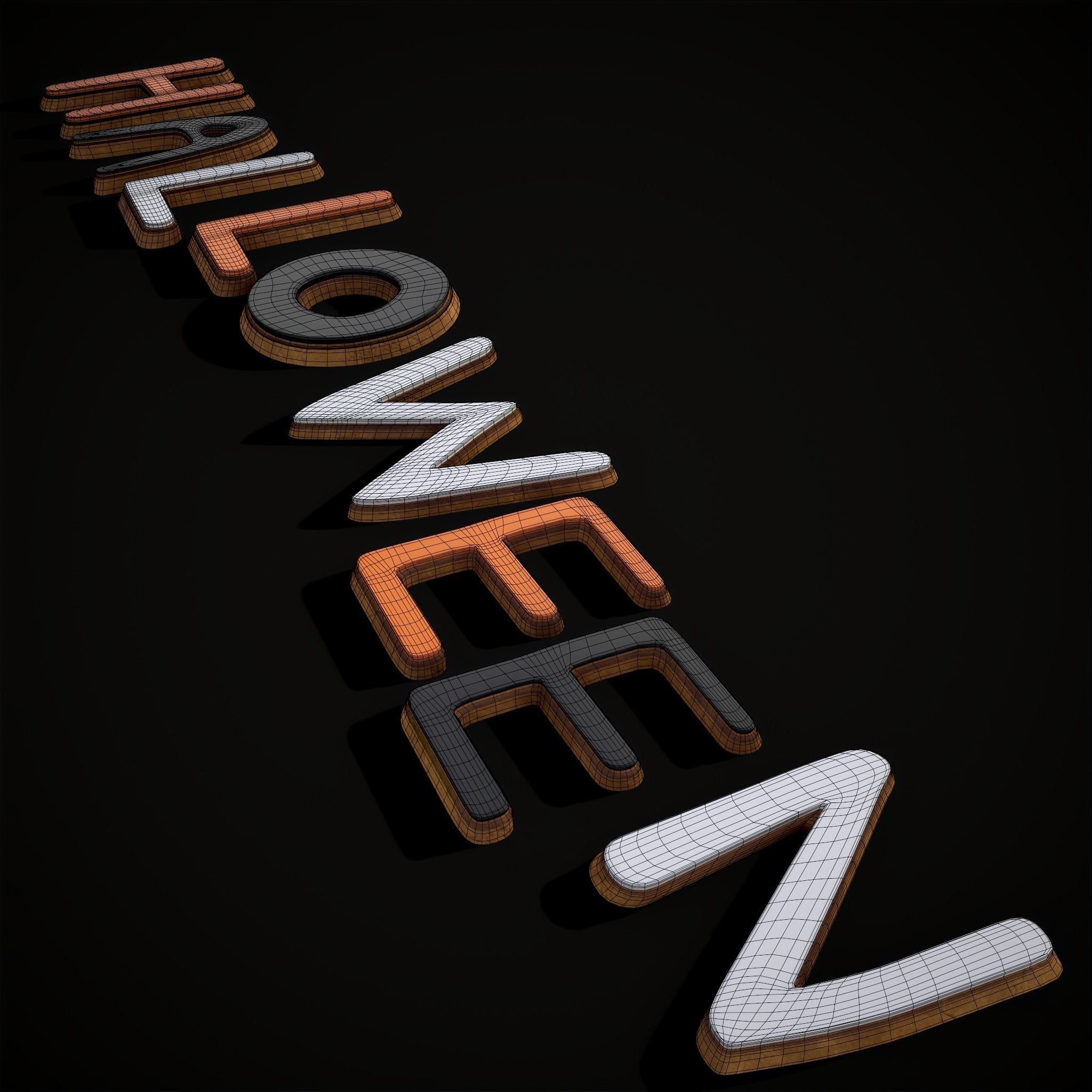 Halloween Letters Cookies  Low-poly 3D model_8