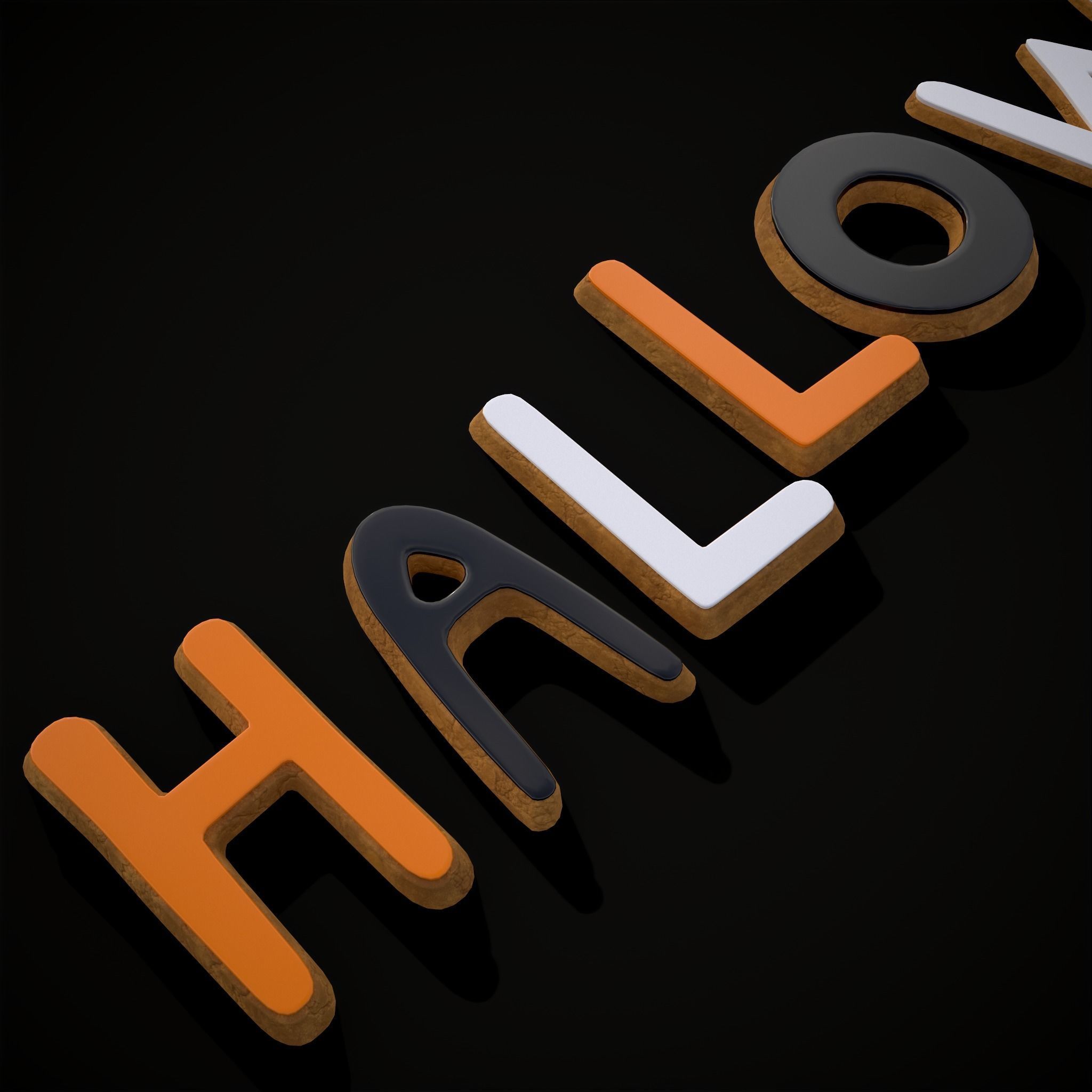 Halloween Letters Cookies  Low-poly 3D model_13