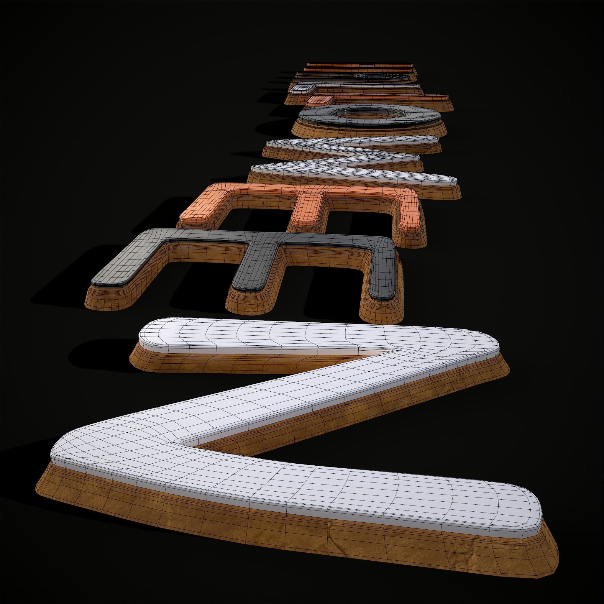 Halloween Letters Cookies  Low-poly 3D model_17