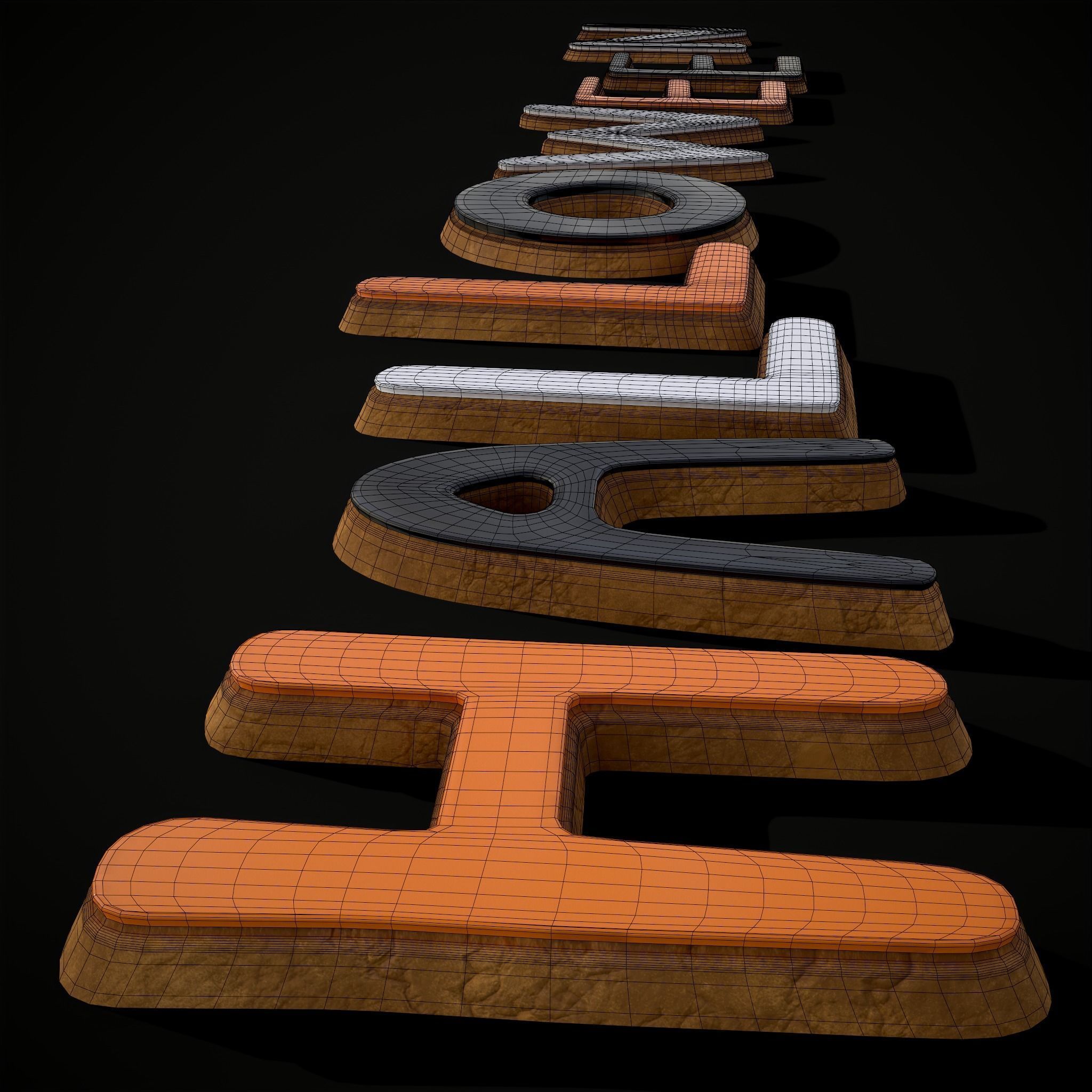 Halloween Letters Cookies  Low-poly 3D model_12