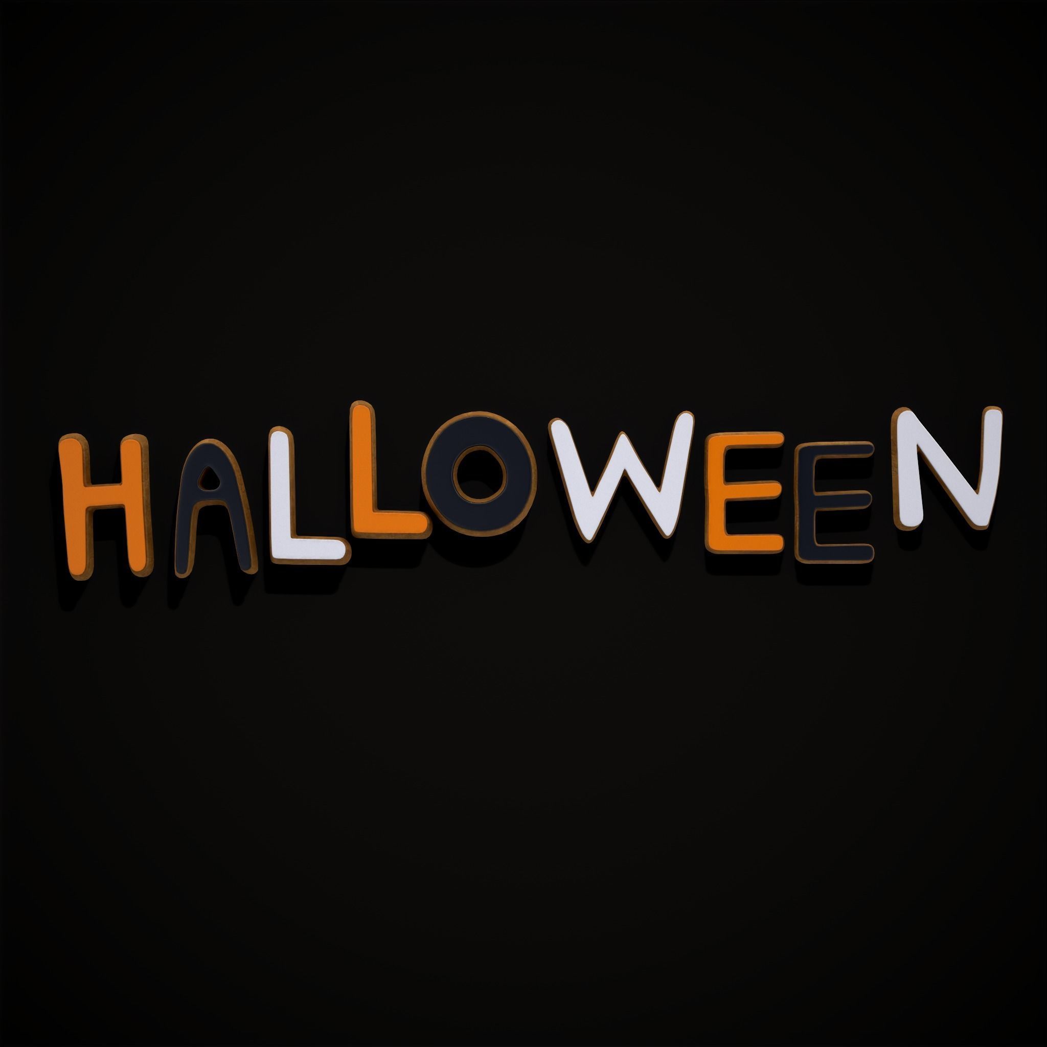 Halloween Letters Cookies  Low-poly 3D model_5