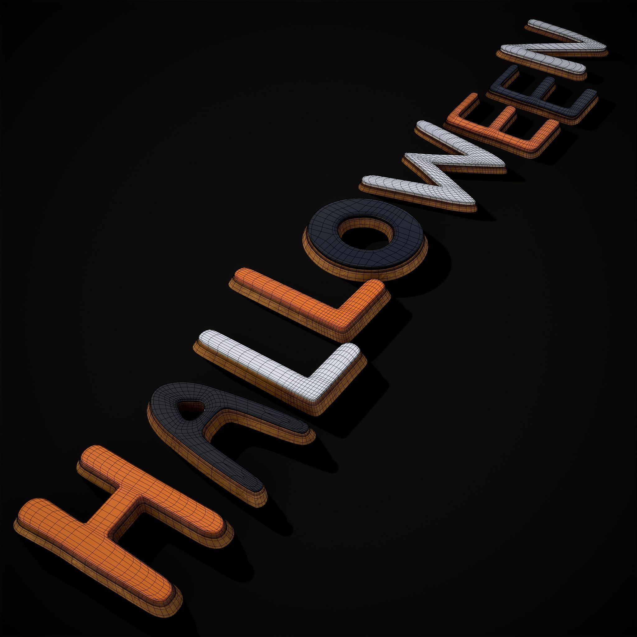 Halloween Letters Cookies  Low-poly 3D model_2