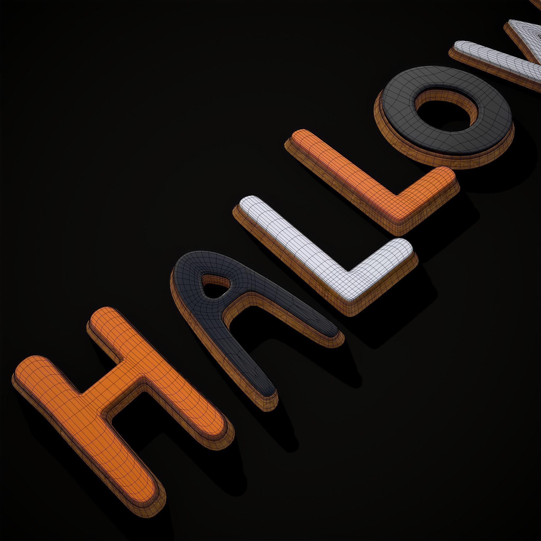 Halloween Letters Cookies  Low-poly 3D model_14
