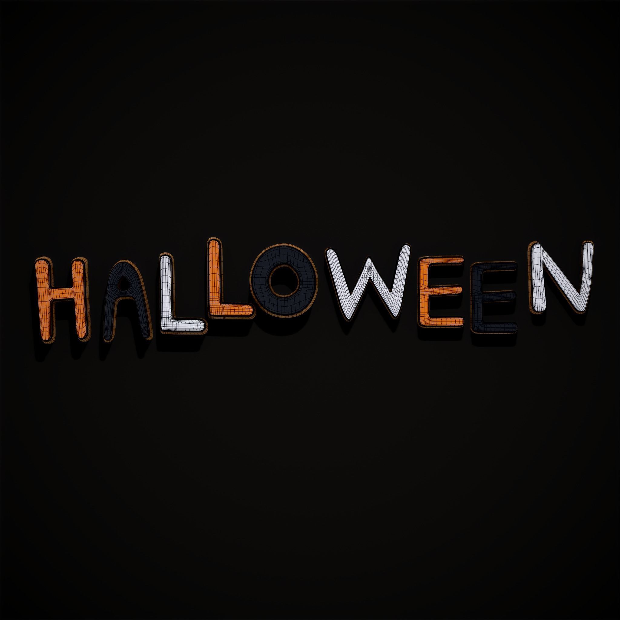 Halloween Letters Cookies  Low-poly 3D model_6