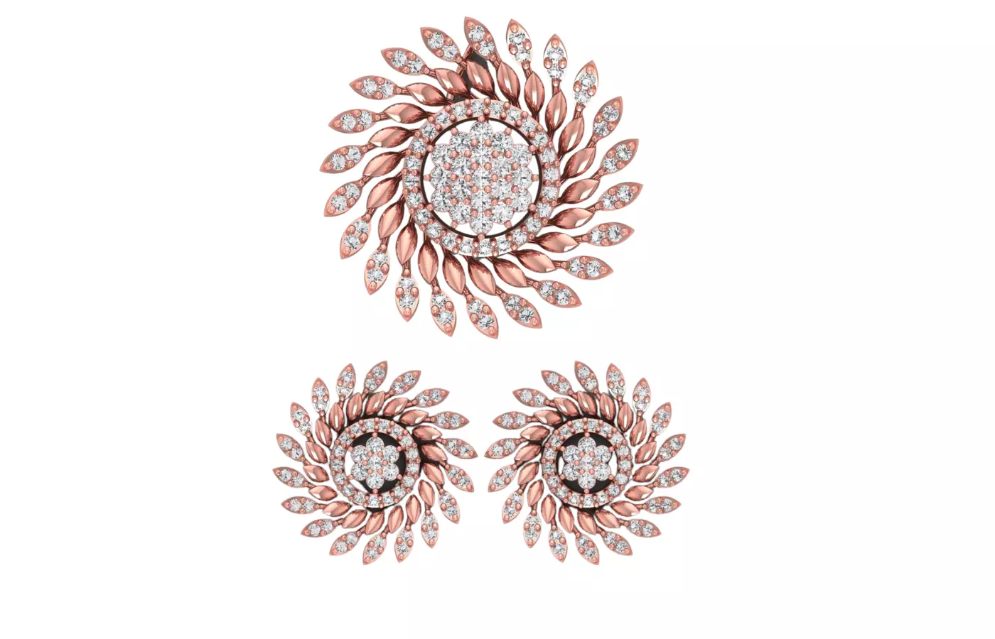 Earrings Pendant Set 3dm STL OBJ FBX Renders Details 3D print model_0