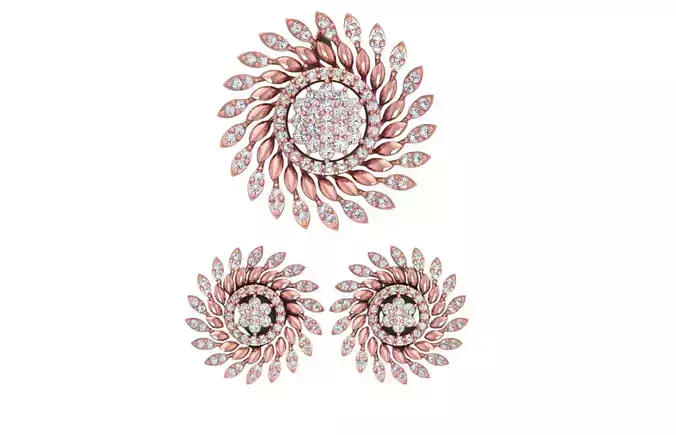 Earrings Pendant Set 3dm STL OBJ FBX Renders Details