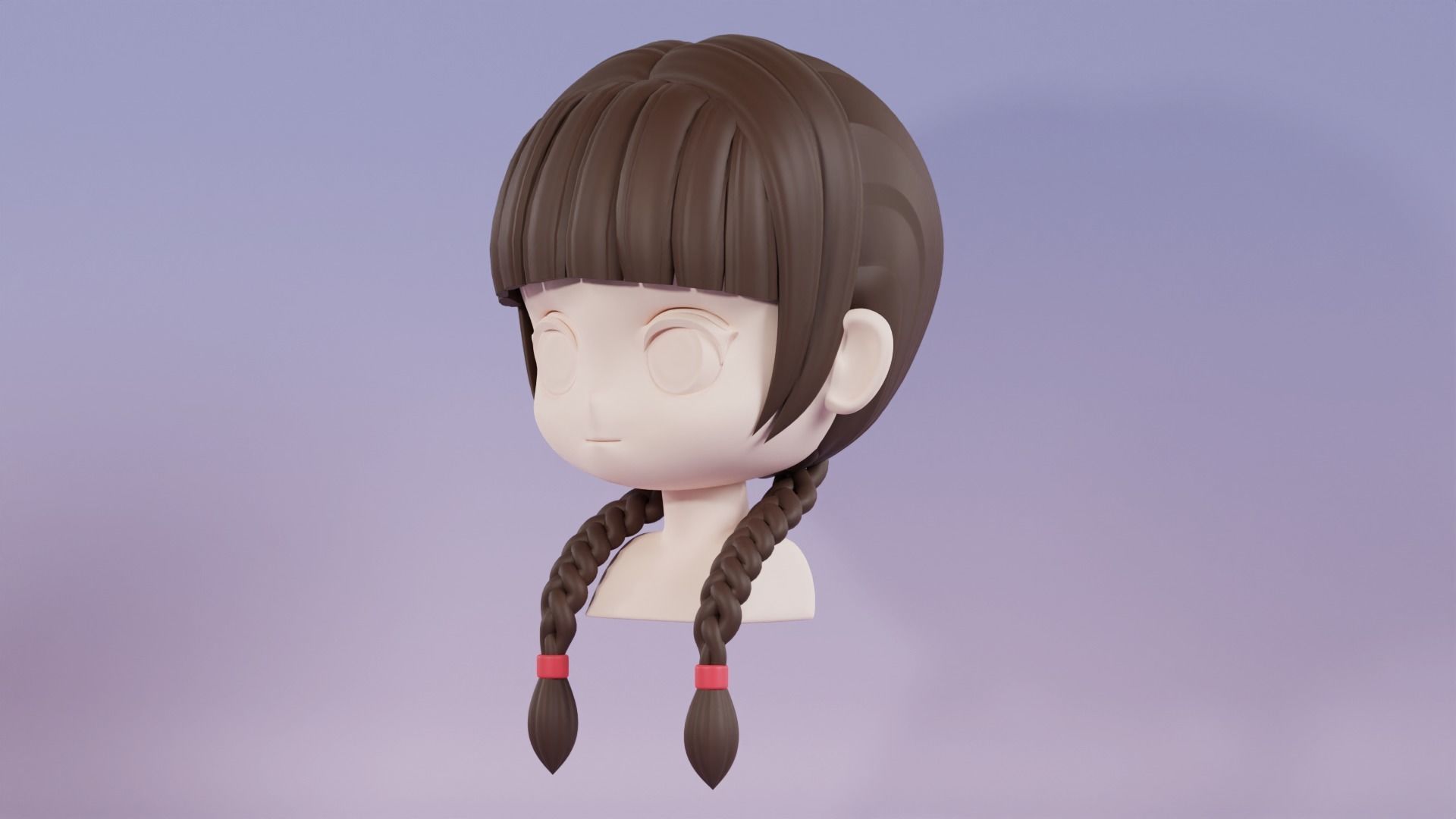 Chibi Female Hair Style 9 3D model_9