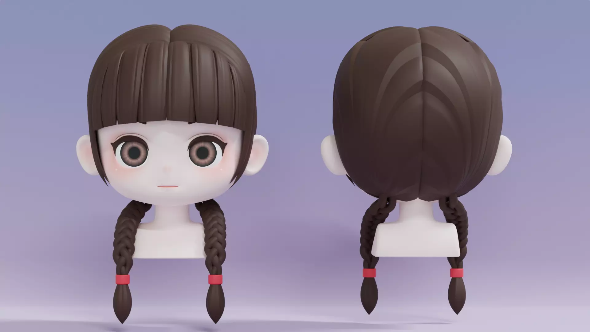 Chibi Female Hair Style 9 3D model_0