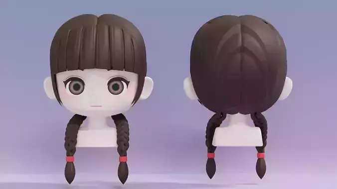 Chibi Female Hair Style 9 3D model