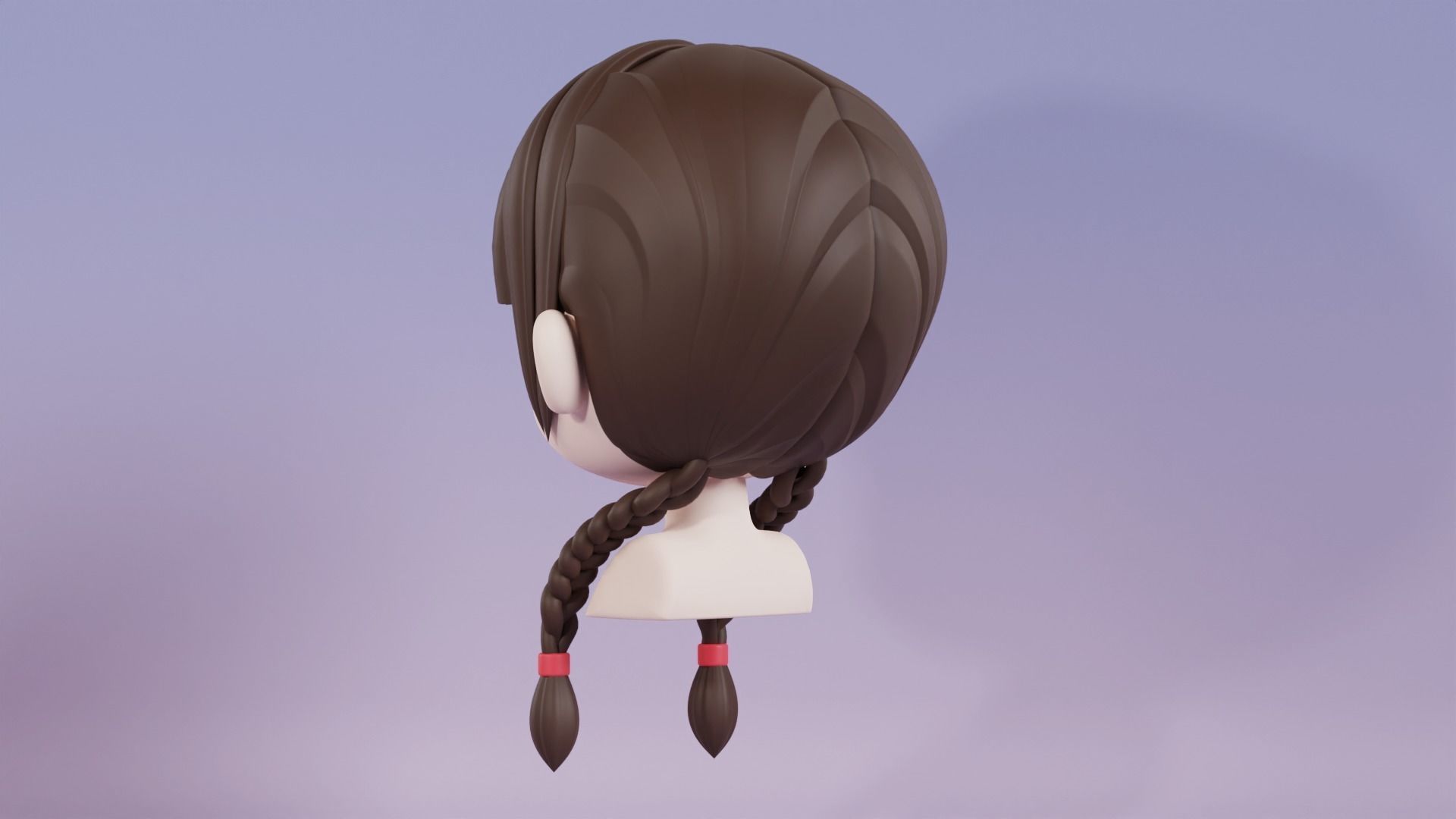 Chibi Female Hair Style 9 3D model_7