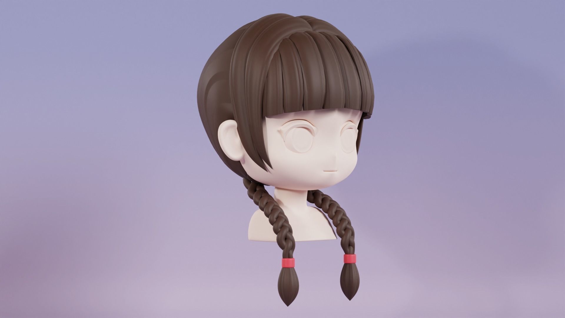 Chibi Female Hair Style 9 3D model_3