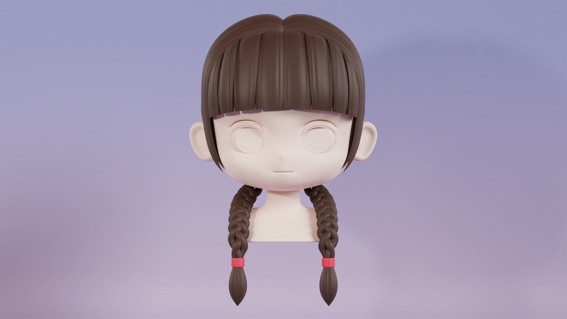 Chibi Female Hair Style 9 3D model_2
