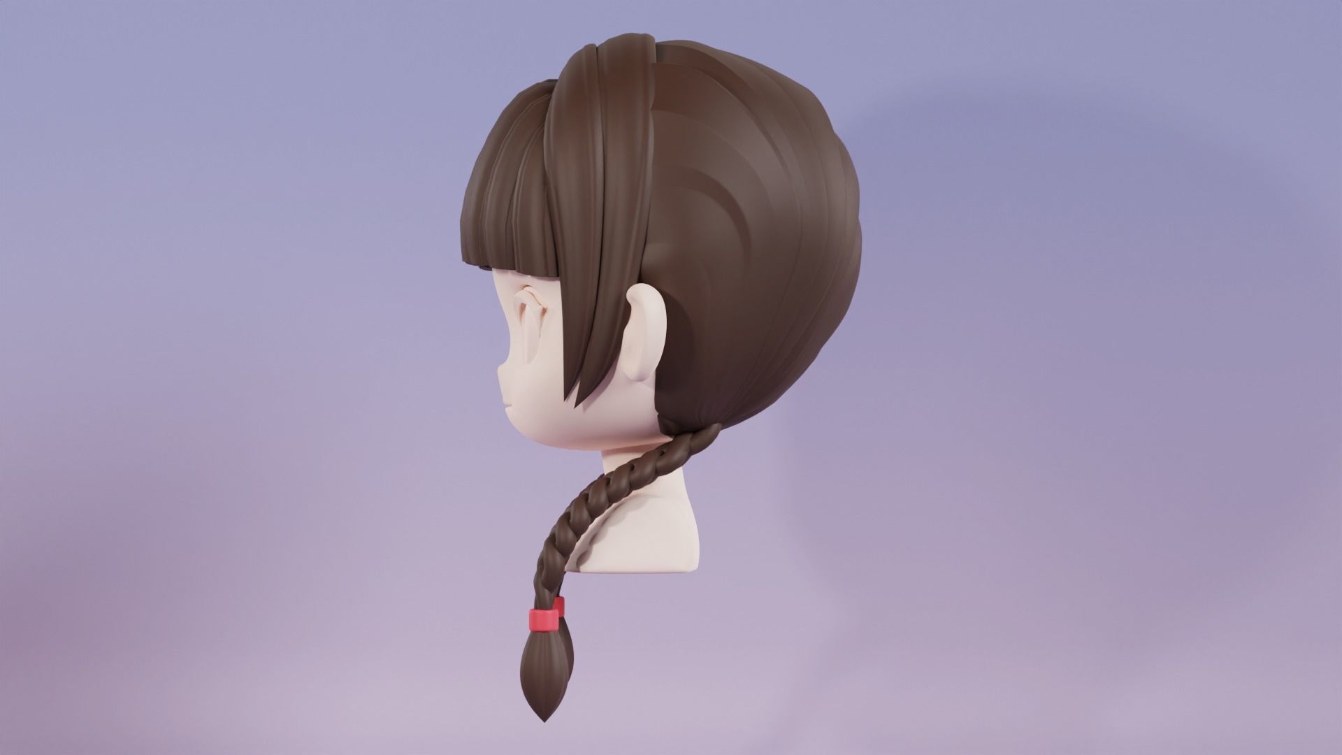Chibi Female Hair Style 9 3D model_8