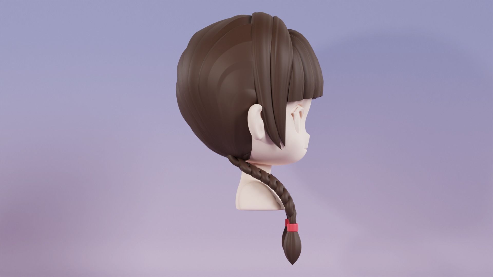 Chibi Female Hair Style 9 3D model_4