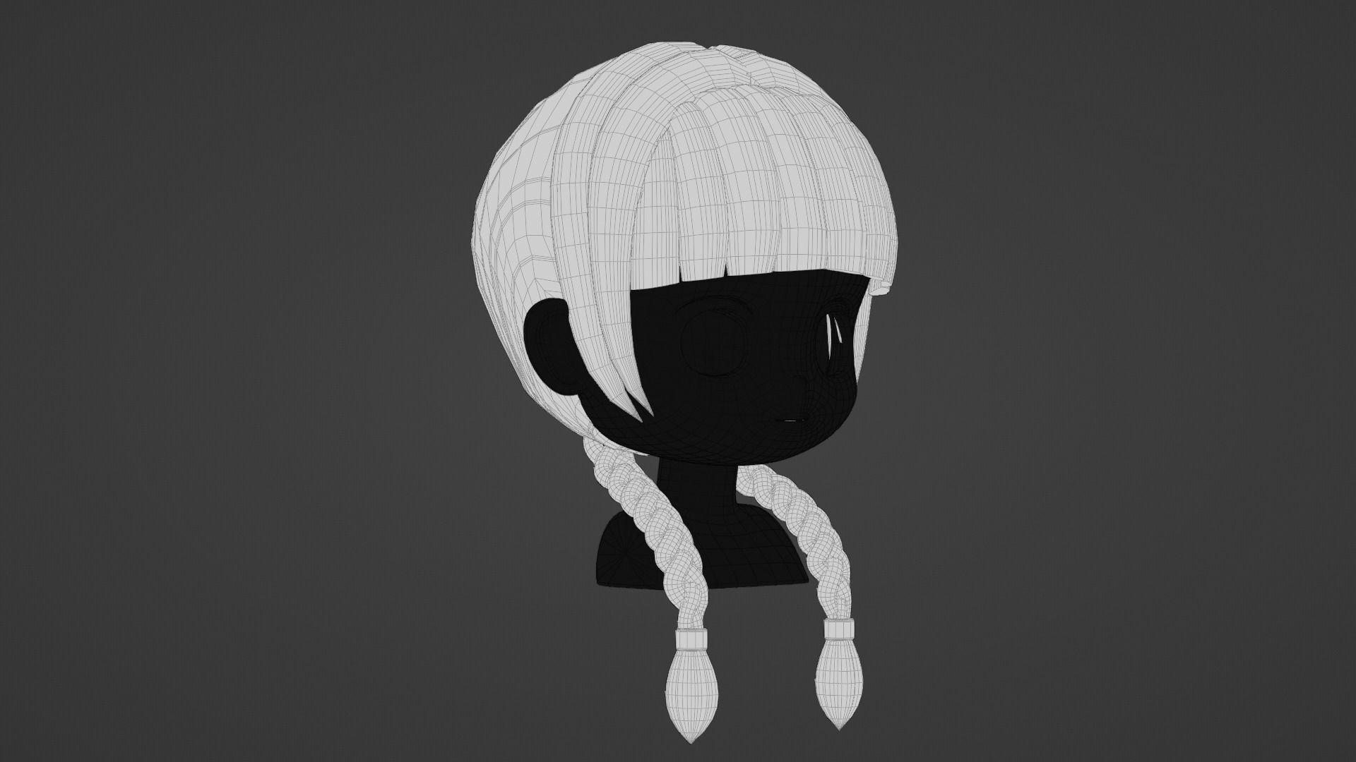Chibi Female Hair Style 9 3D model_11