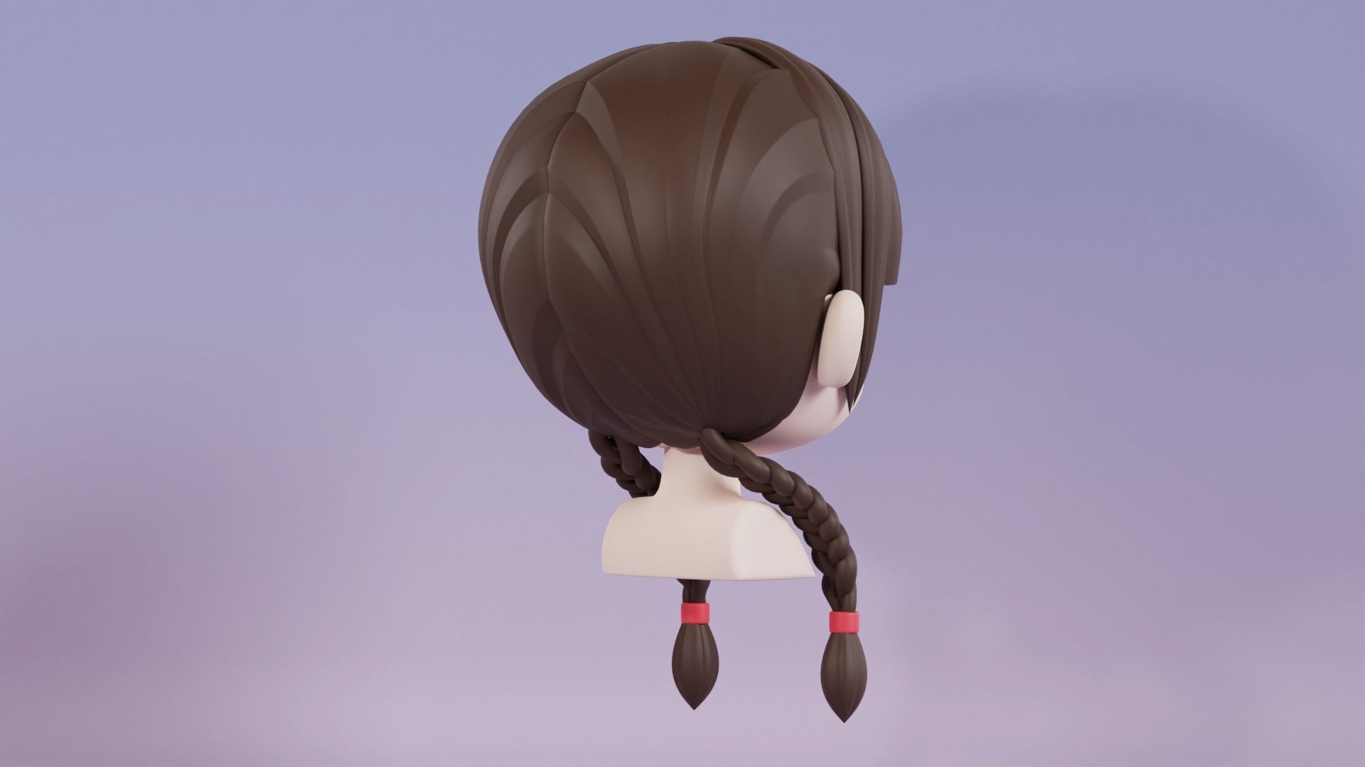 Chibi Female Hair Style 9 3D model_5