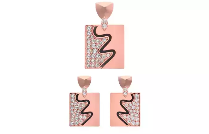 Earrings Pendant Set 3dm STL OBJ FBX Renders Details