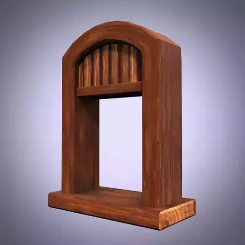 cartoon Old Wooden Window 2 Low-poly 3D model