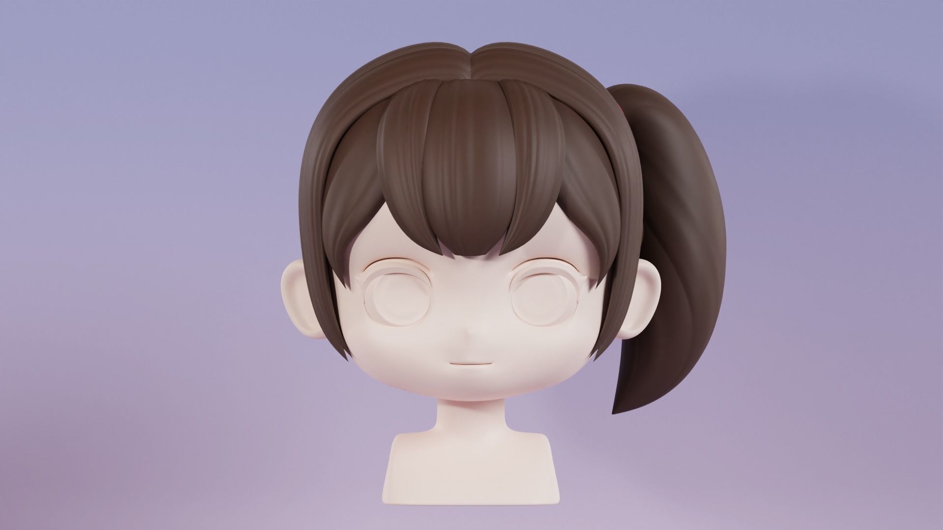 Chibi Female Hair Style 10 3D model_2
