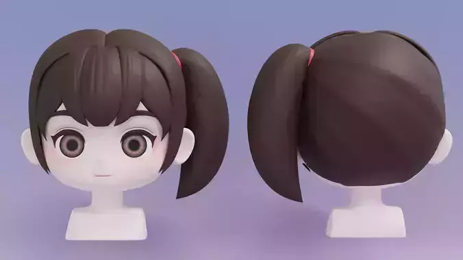 Chibi Female Hair Style 10 3D model