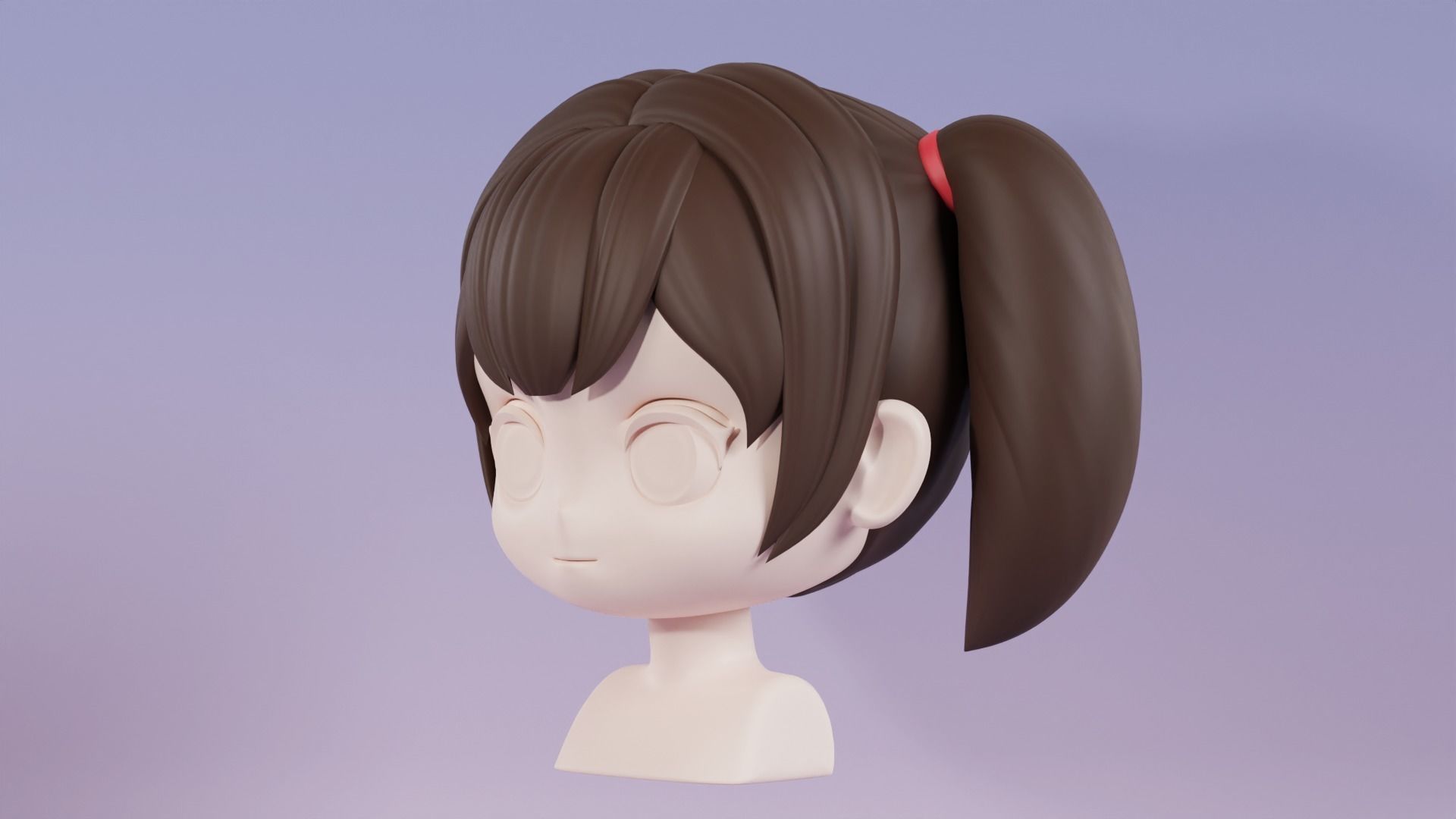 Chibi Female Hair Style 10 3D model_9