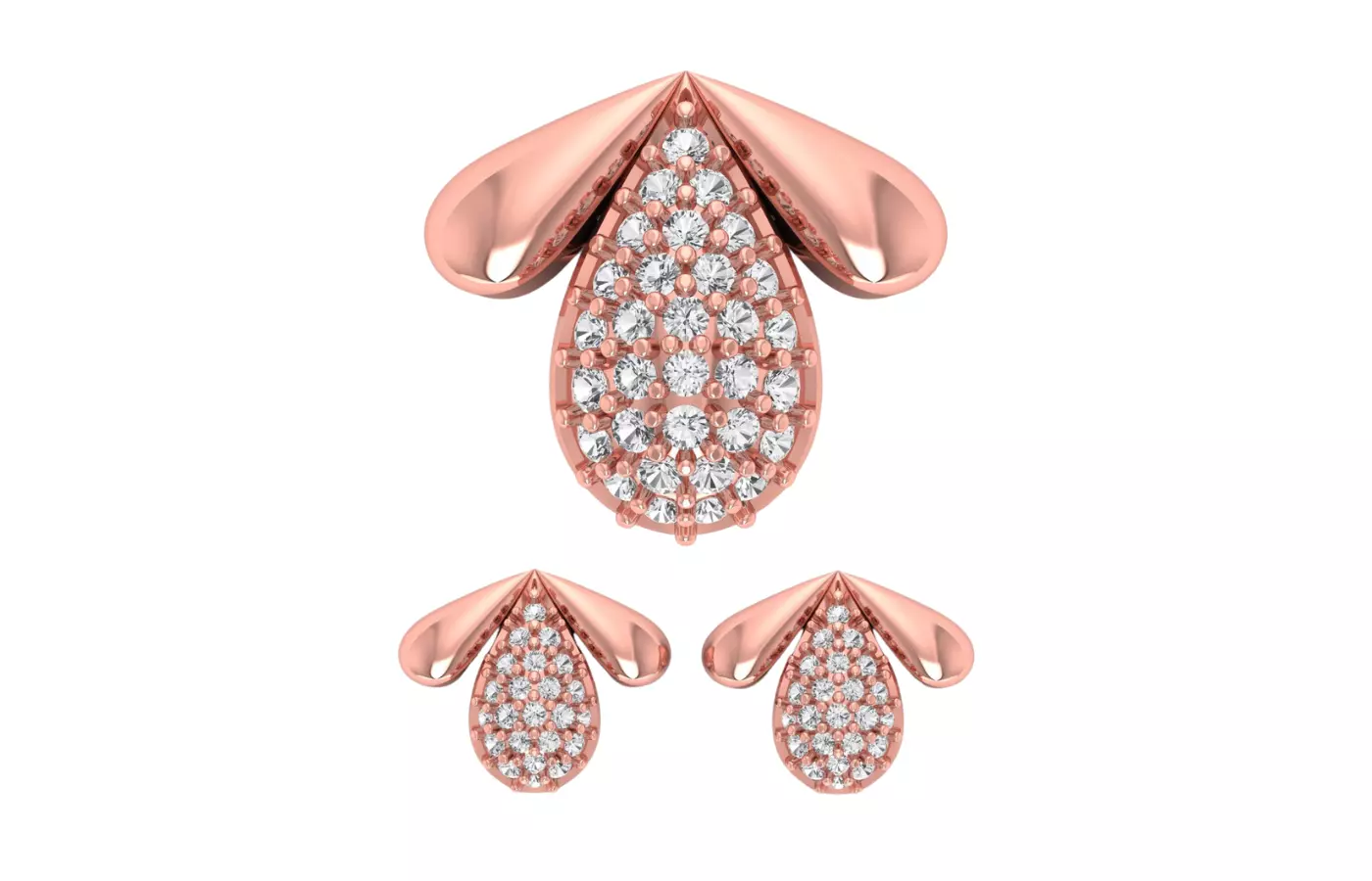 Earrings Pendant Set 3dm STL OBJ FBX Renders Details 3D print model_0