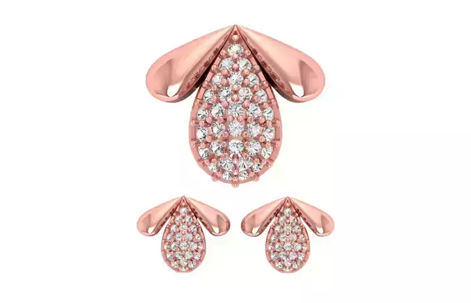 Earrings Pendant Set 3dm STL OBJ FBX Renders Details