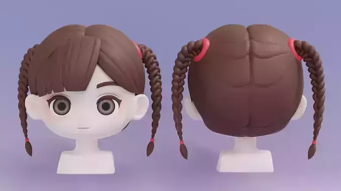 Chibi Female Hair Style 11 3D model