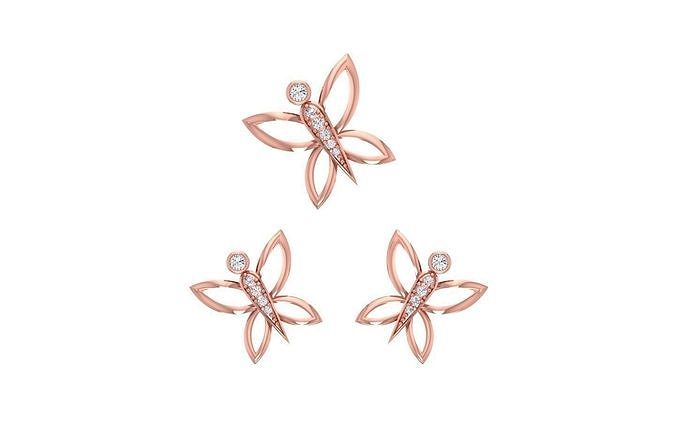 Earrings Pendant Set 3dm STL OBJ FBX Renders Details 3D print model