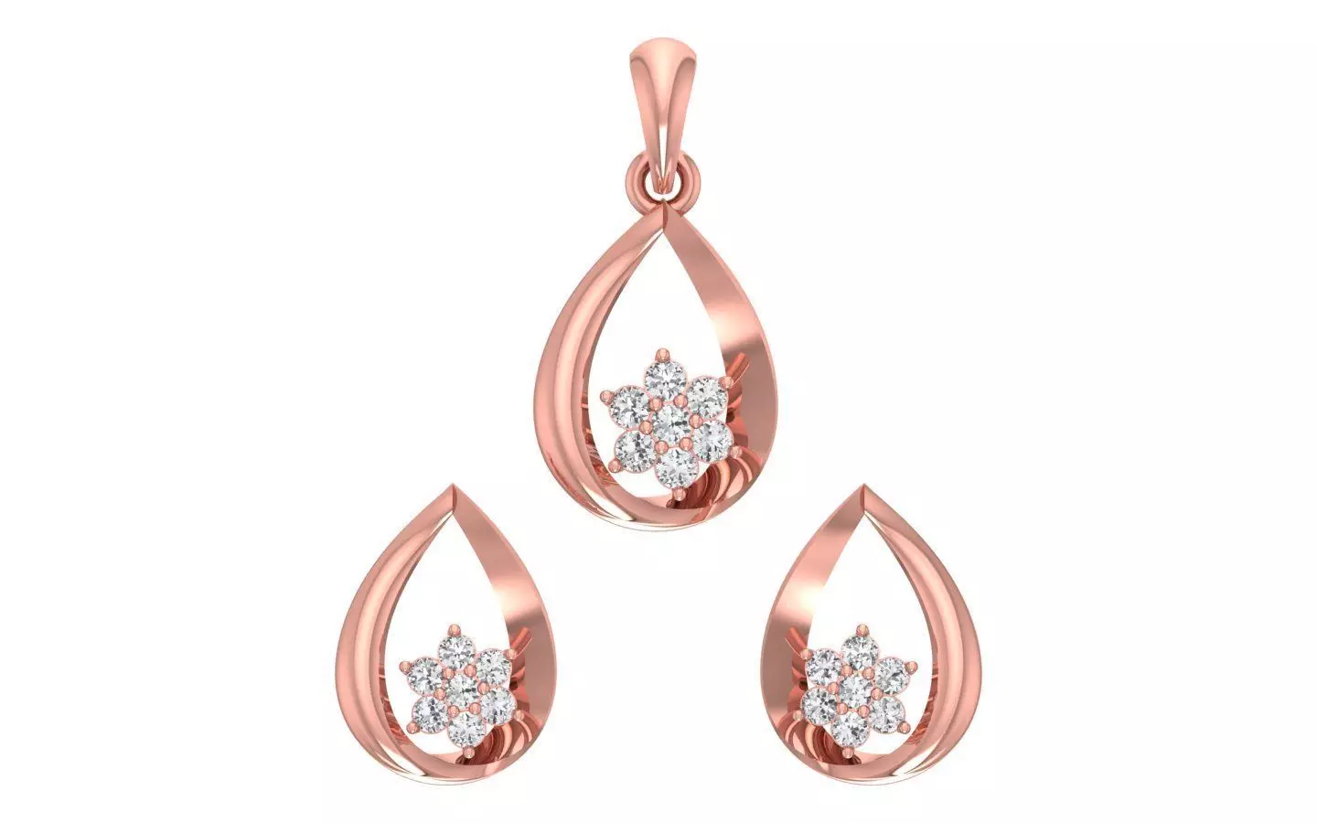 Earrings Pendant Set 3dm STL OBJ FBX Renders Details 3D print model_0