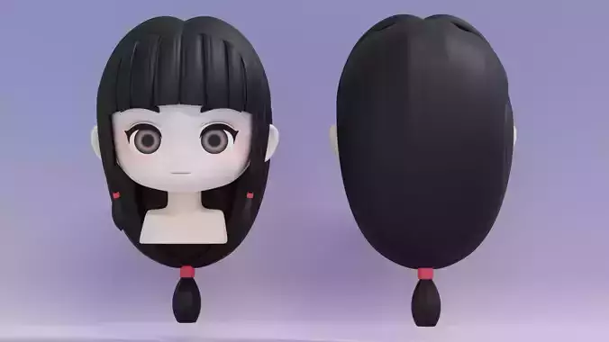 Chibi Female Hair Style 12 3D model