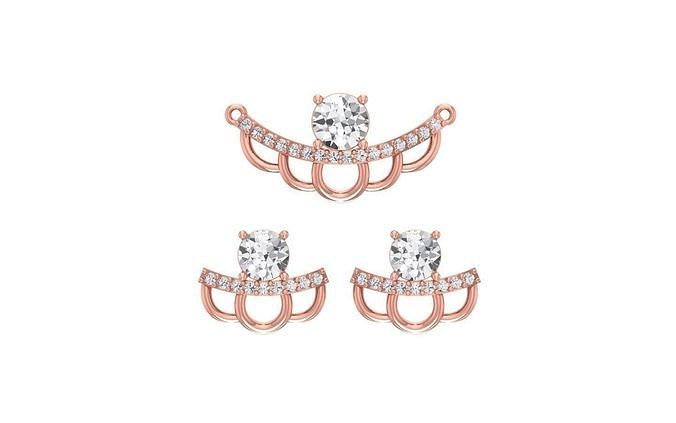 Earrings Pendant Set 3dm STL OBJ FBX Renders Details 3D print model