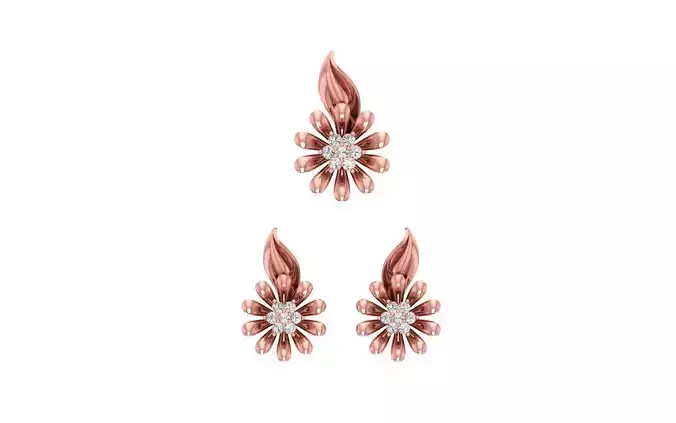 Earrings Pendant Set 3dm STL OBJ FBX Renders Details