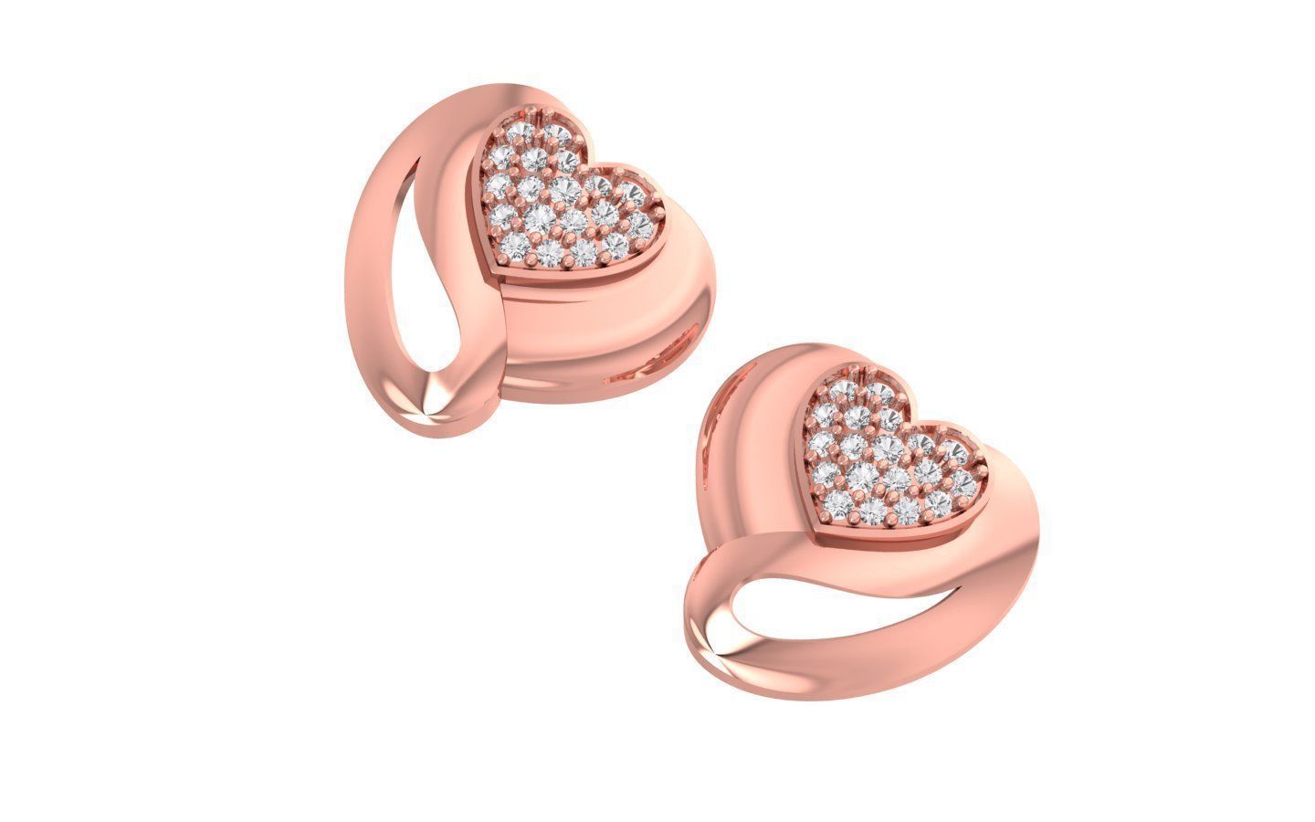 Heart Earrings Pendant Set 3dm STL OBJ FBX Renders Details 3D print model_1