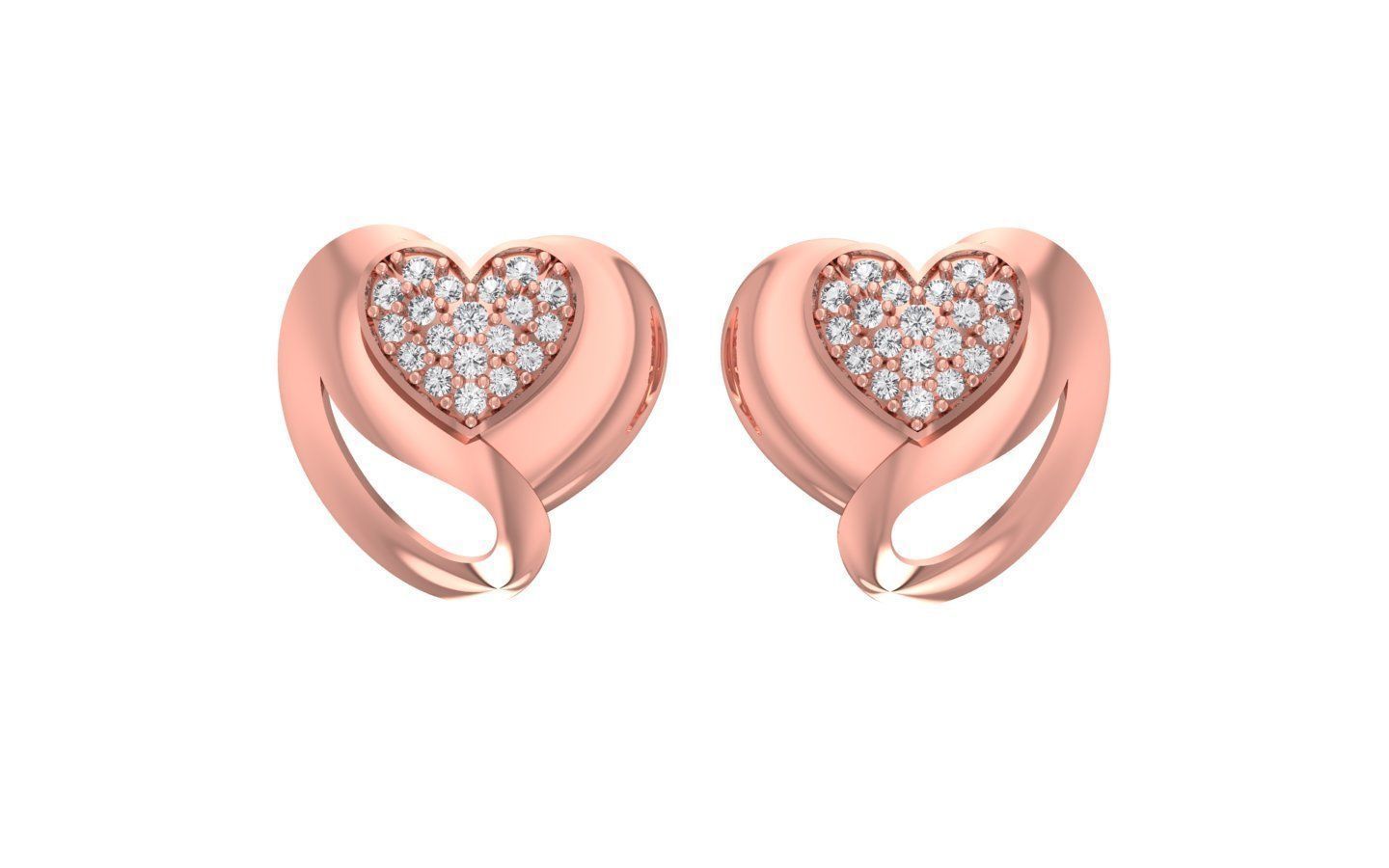 Heart Earrings Pendant Set 3dm STL OBJ FBX Renders Details 3D print model_3