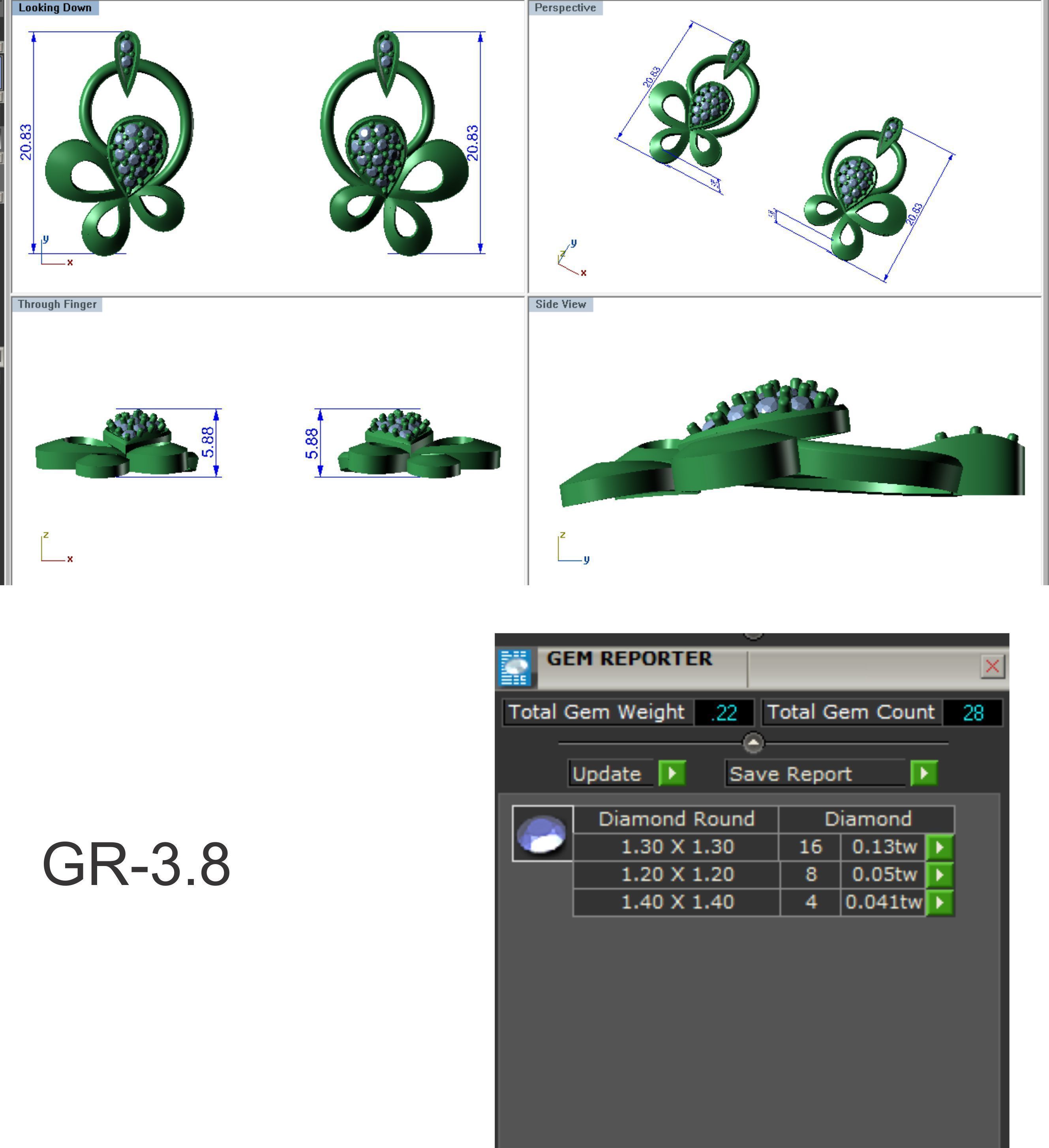 Earrings Pendant Set 3dm STL OBJ FBX Renders Details 3D print model_8