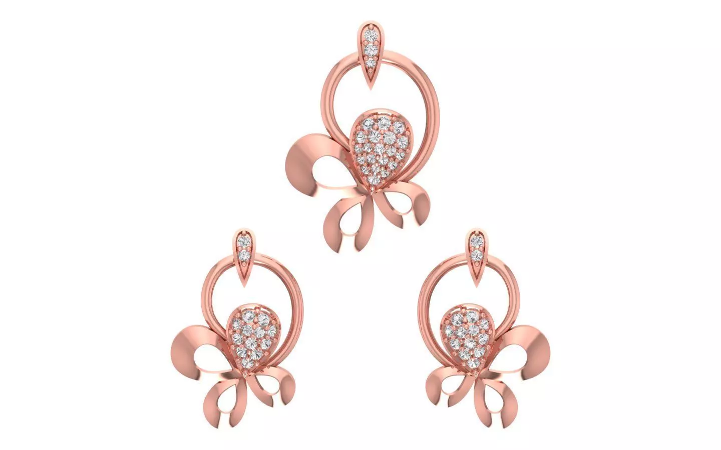 Earrings Pendant Set 3dm STL OBJ FBX Renders Details 3D print model_0