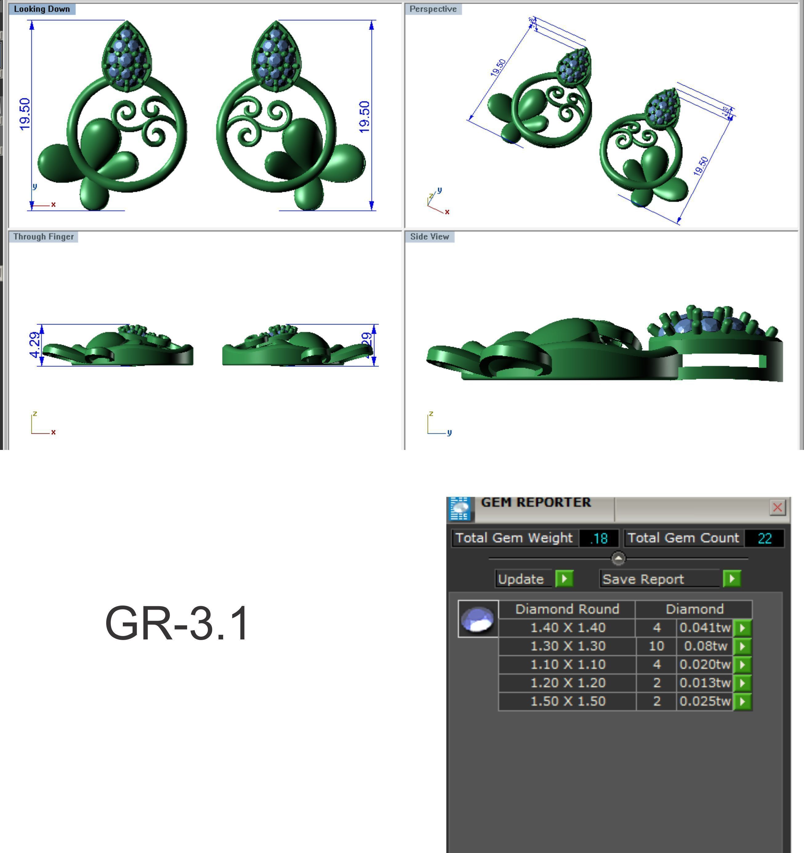 Earrings Pendant Set 3dm STL OBJ FBX Renders Details 3D print model_5