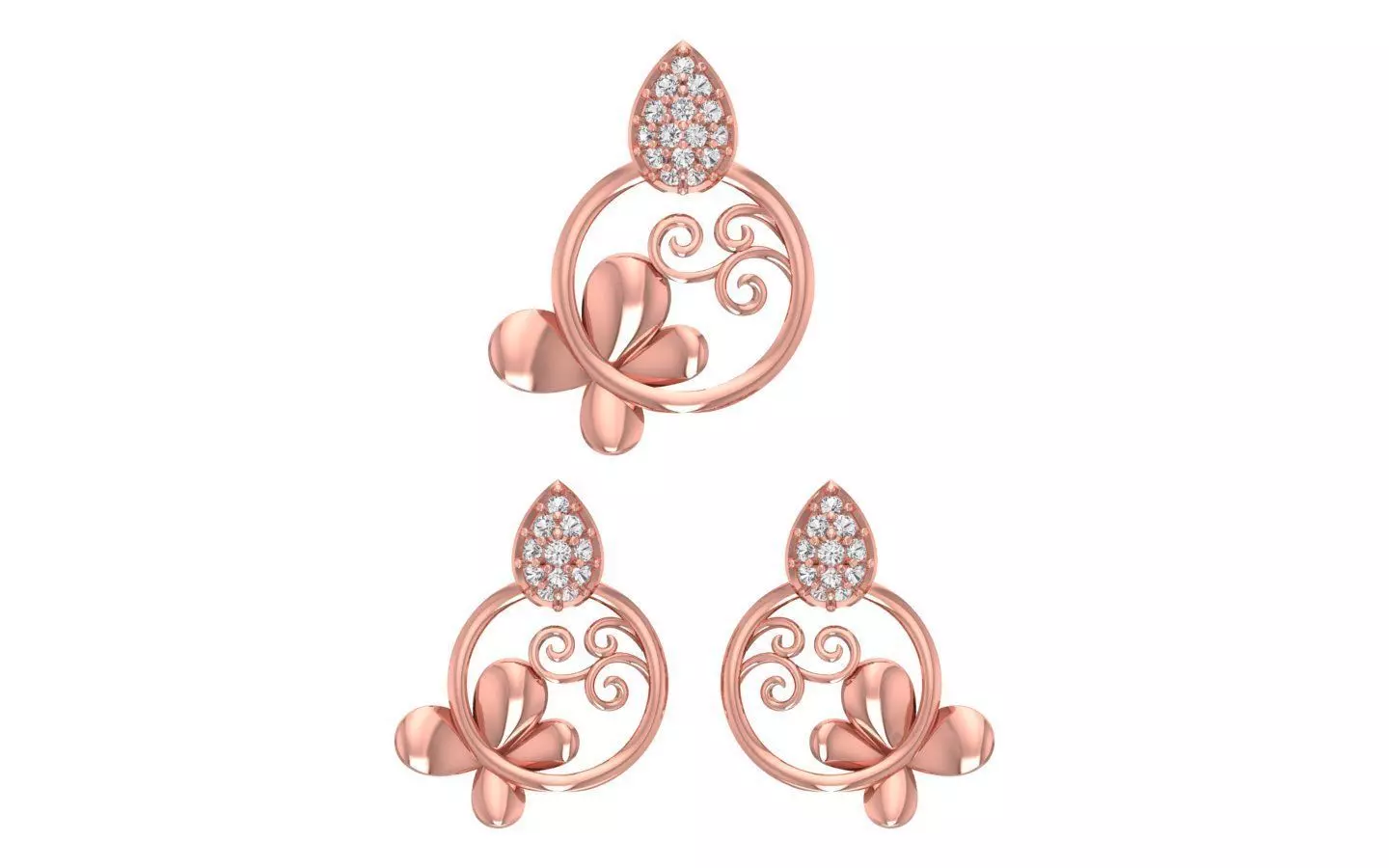 Earrings Pendant Set 3dm STL OBJ FBX Renders Details 3D print model_0