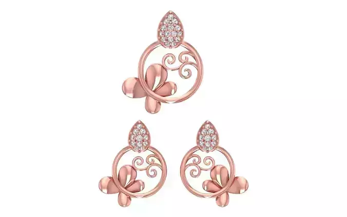 Earrings Pendant Set 3dm STL OBJ FBX Renders Details